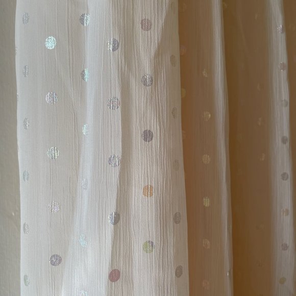 Little Mistress floor length dress, size 14, ivory w dots, puff sleeves - Picture 3 of 7